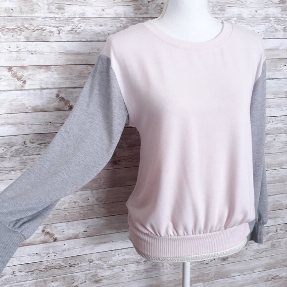 1. State Womens Sweater S Tie Back Pink Gray 553A - Picture 2 of 5